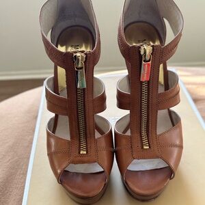 Michael Kors Berkeley Luggage Heel Leather - Womens 7.5